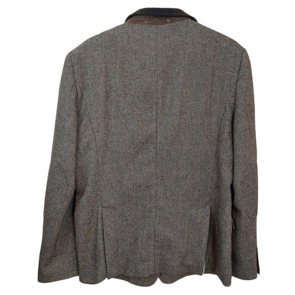 Men's Lindbergh Size 54 Brown Tweed Suit Jacket Corduroy Collar - Picture 2 of 4